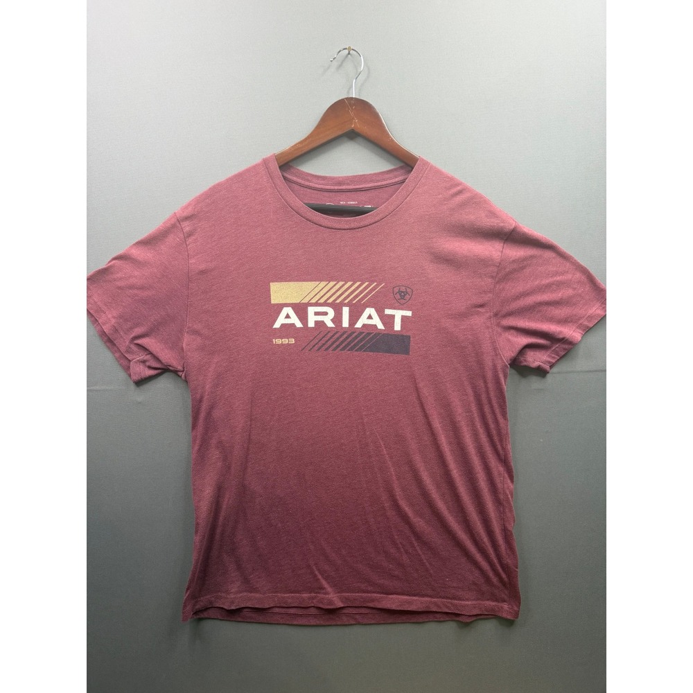 Ariat Graphic T-Shirt Mens Burgundy Red Short Sleeve Logo Tee Large